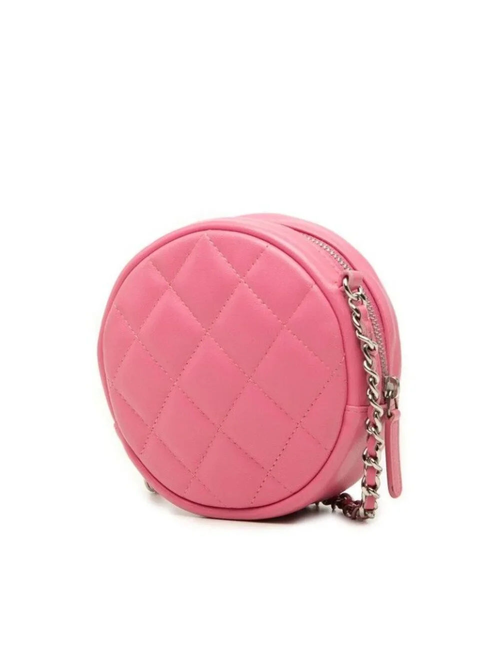Chanel Quilted CC Logo Crossbody Chain Shoulder Bag Pink Lambskin